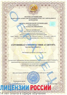 Образец сертификата соответствия аудитора №ST.RU.EXP.00006191-1 Чусовой Сертификат ISO 50001